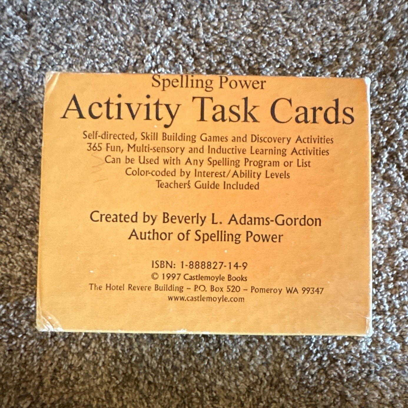 Castlemoyle Books Spelling Power Activity Task Cards by Beverly Adams