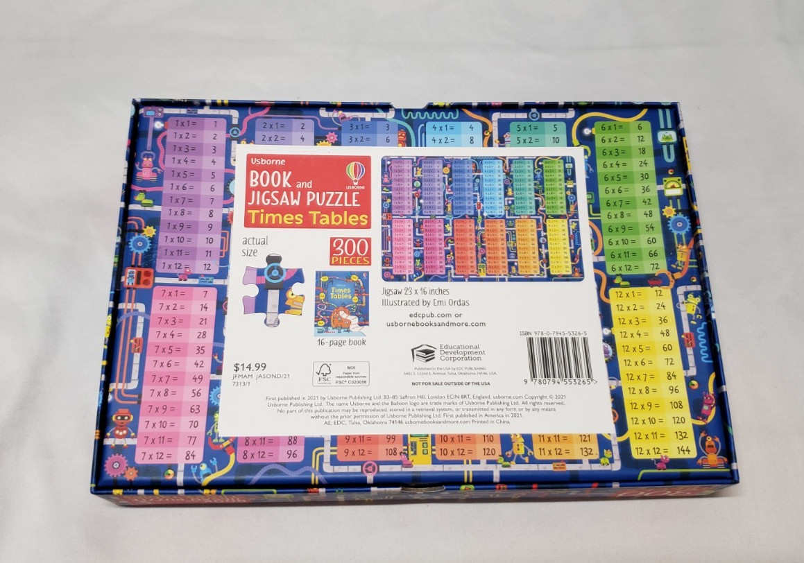 Times Tables – Book & Jigsaw Puzzle 8 years +(300 pcs) (Box Set) NEW