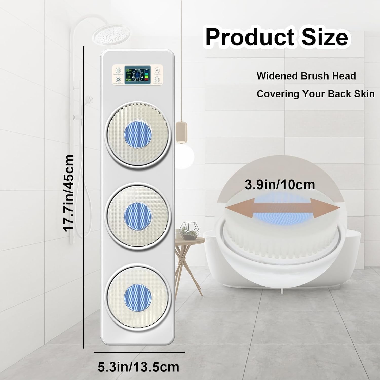 Electric Shower Brush for Body, Wall Mounted Back Scrubber for Shower,