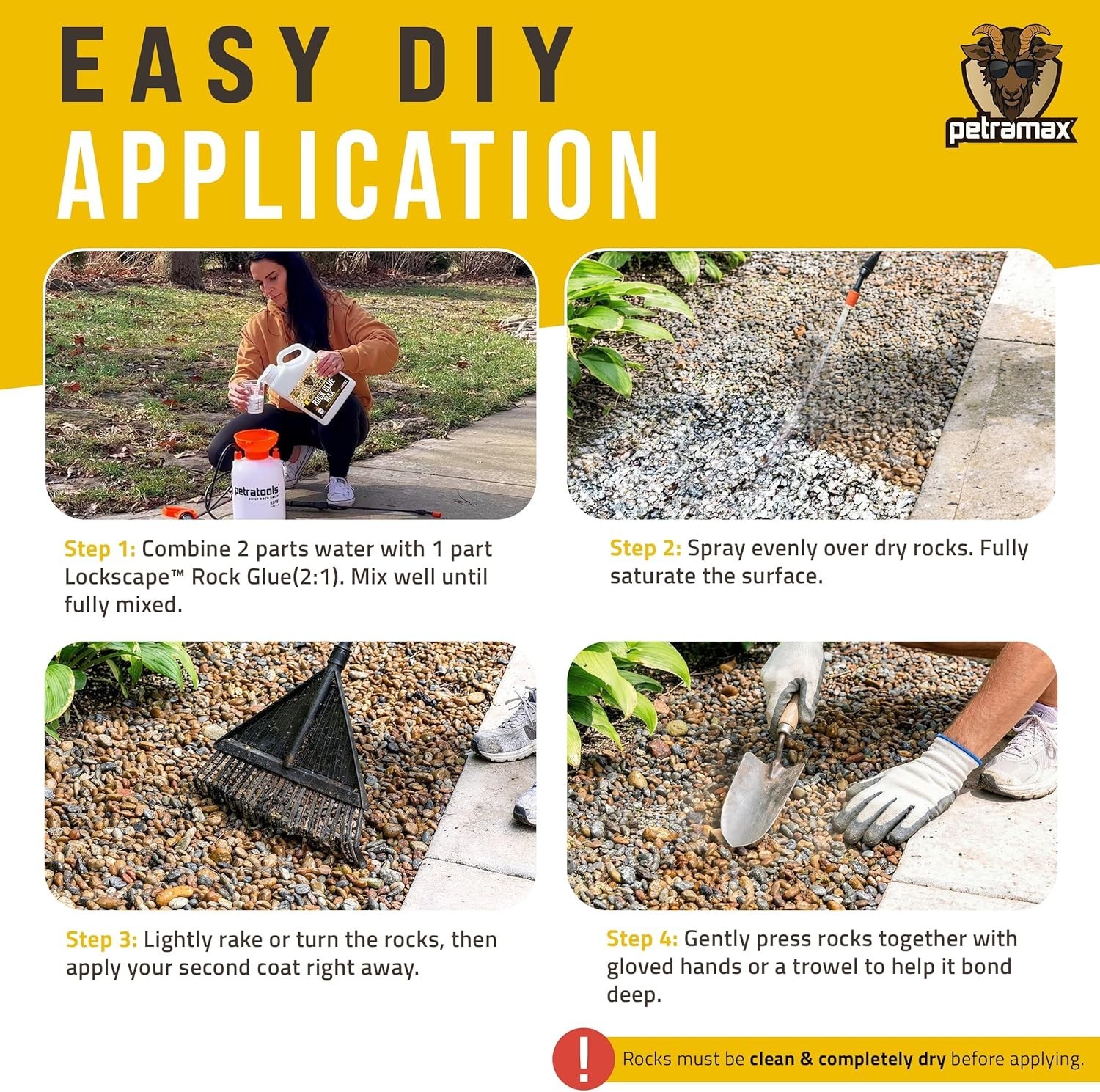 Max Rock Glue for Landscaping, 1 Gallon – Wide Coverage & Pet Safe Mulch Glue…