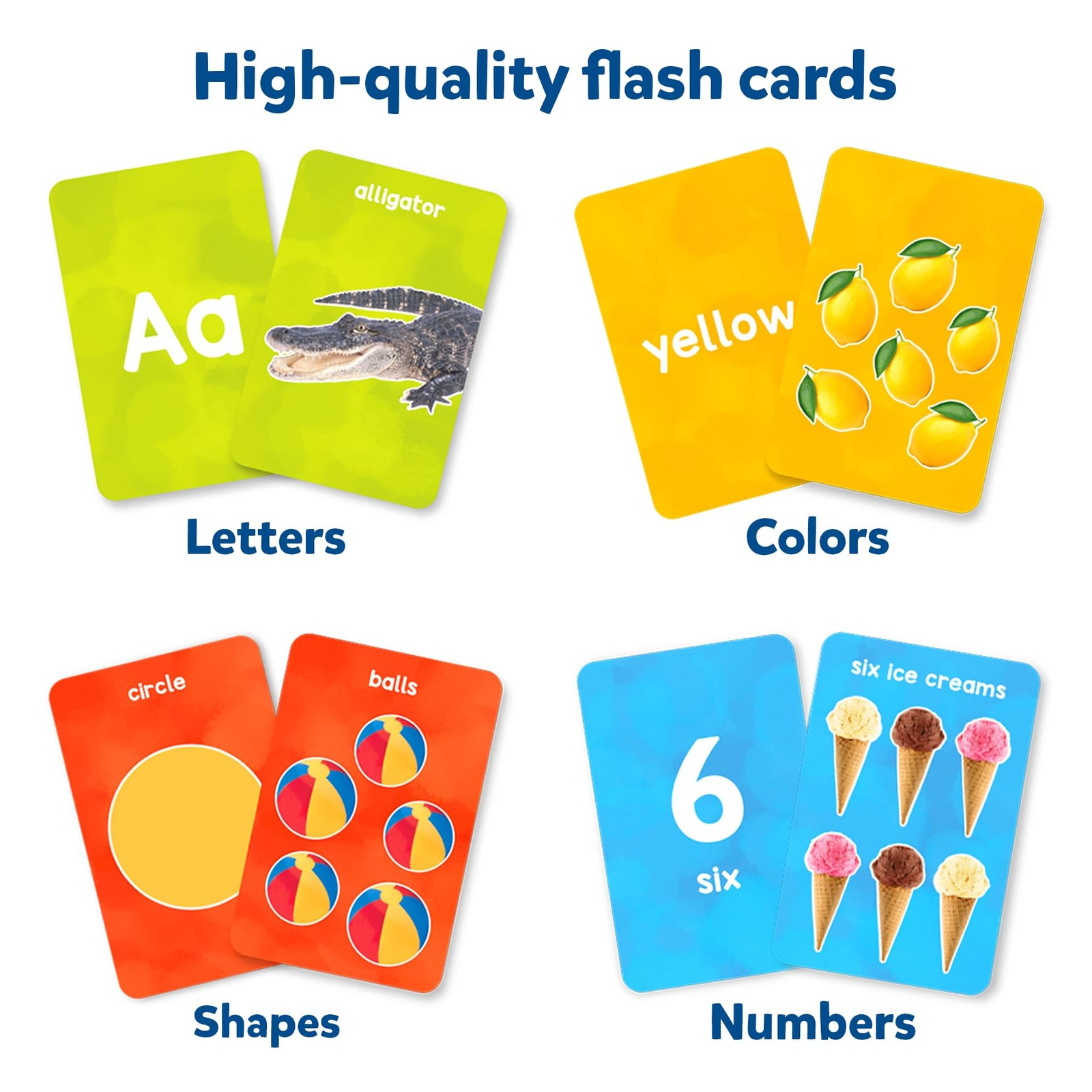 Multicolor Flash Cards Set For Toddlers Teaching Letters Numbers Shapes Colors
