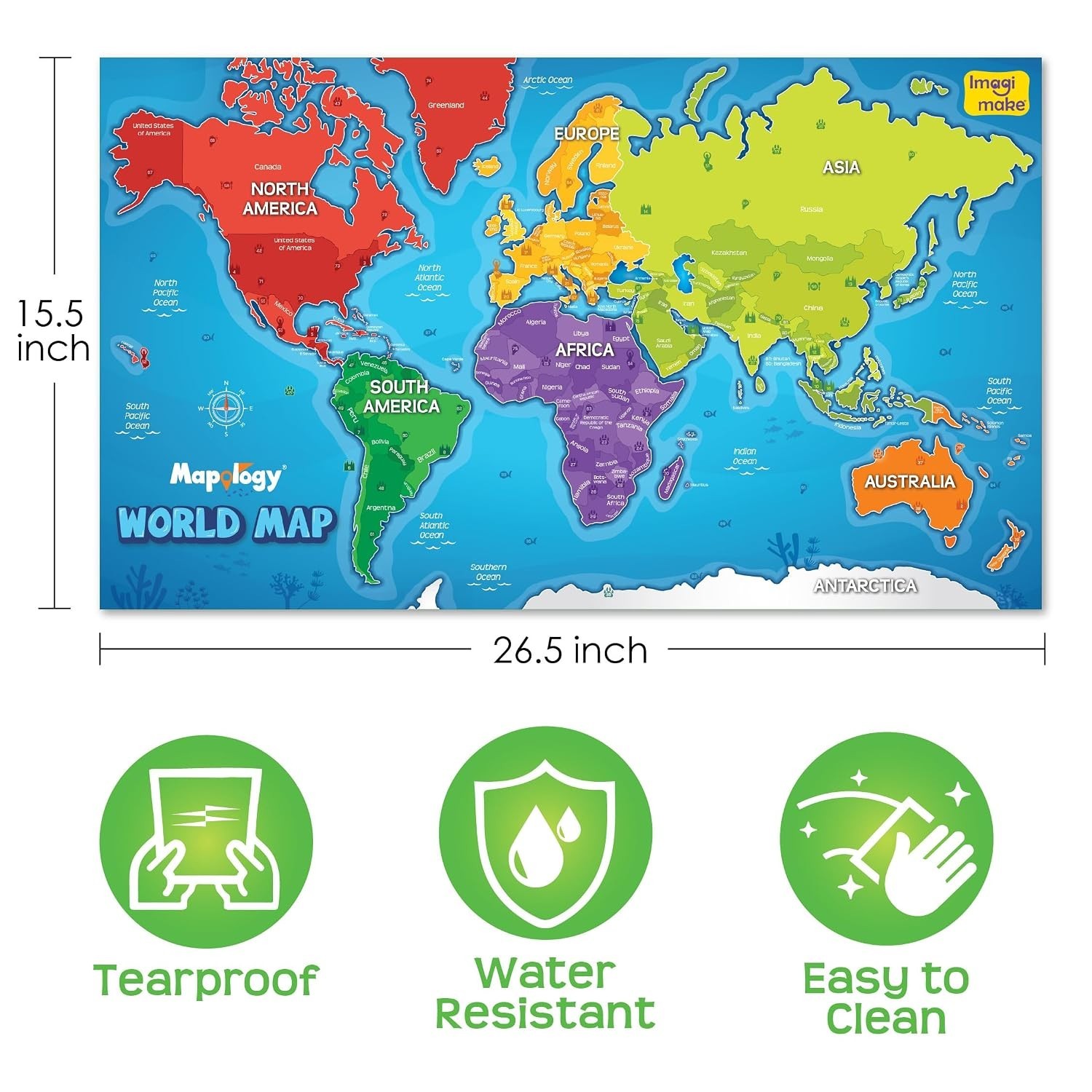 Imagimake Mapology World Map with Reusable Stickers | Educational Toy | Learning