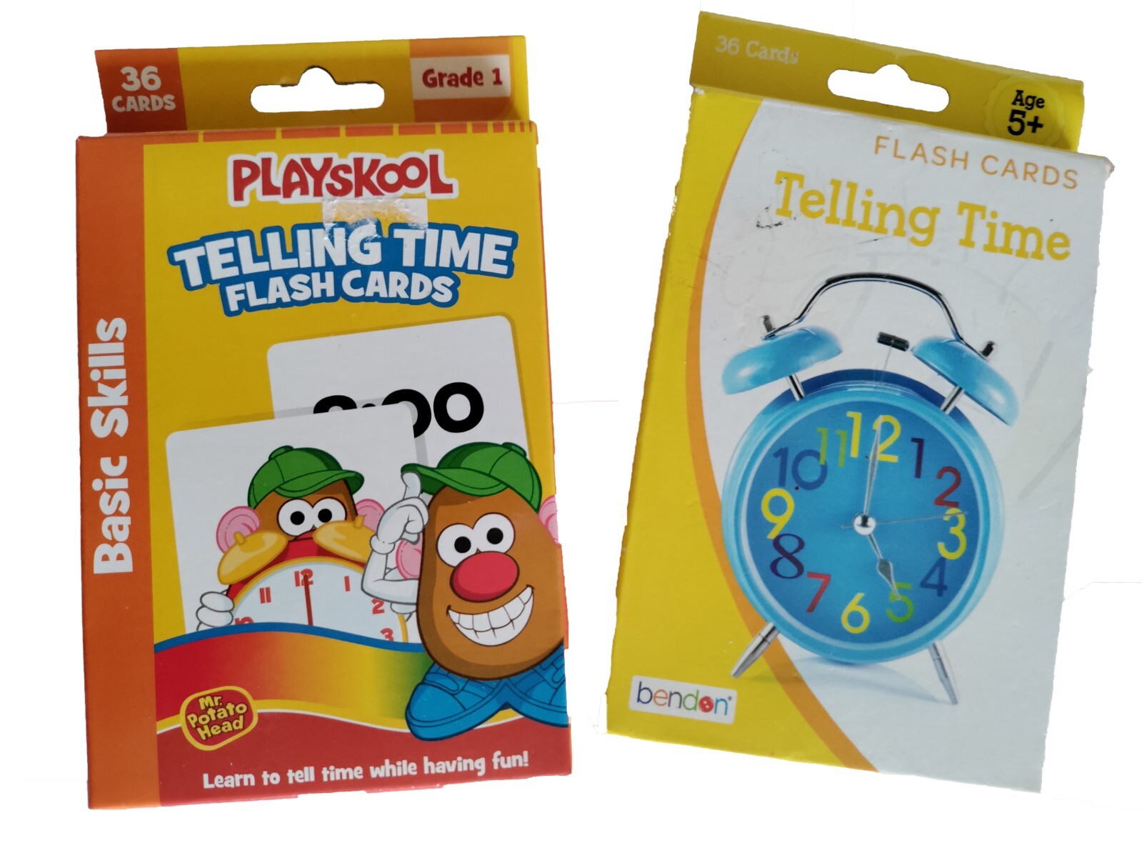 36 Playskool and 36 Bendon Learning to Tell Time Flash Cards: Set For Age 5+