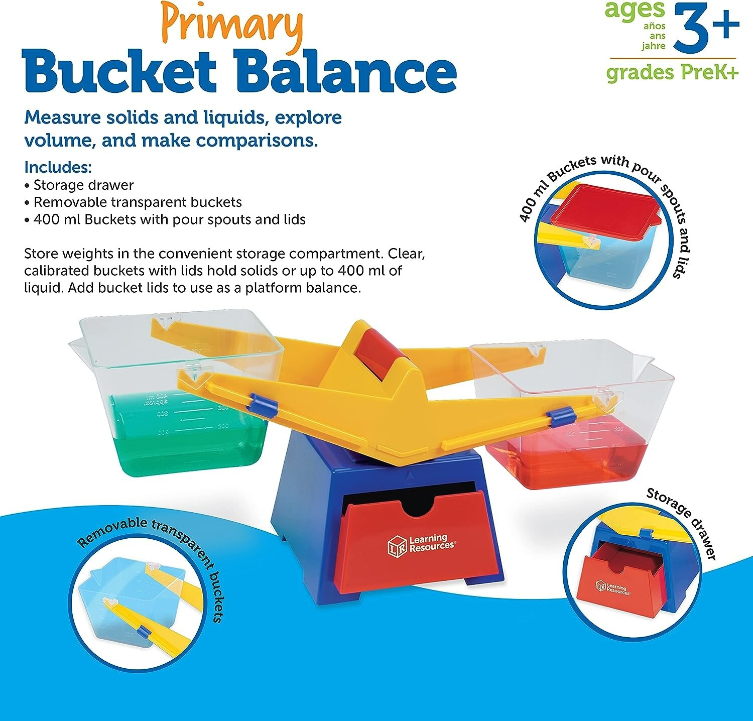 Learning Resources Primary Bucket Balance Teaching Scale -Ages 3+ Science & Math
