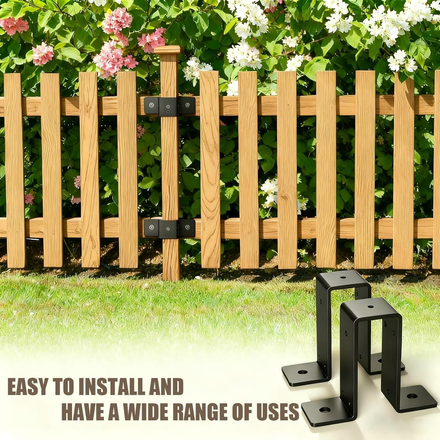 5PCS 2″ X 4″ Strap Post Ties, Heavy Duty Deck Fence Brackets for 2″X4″ Wood