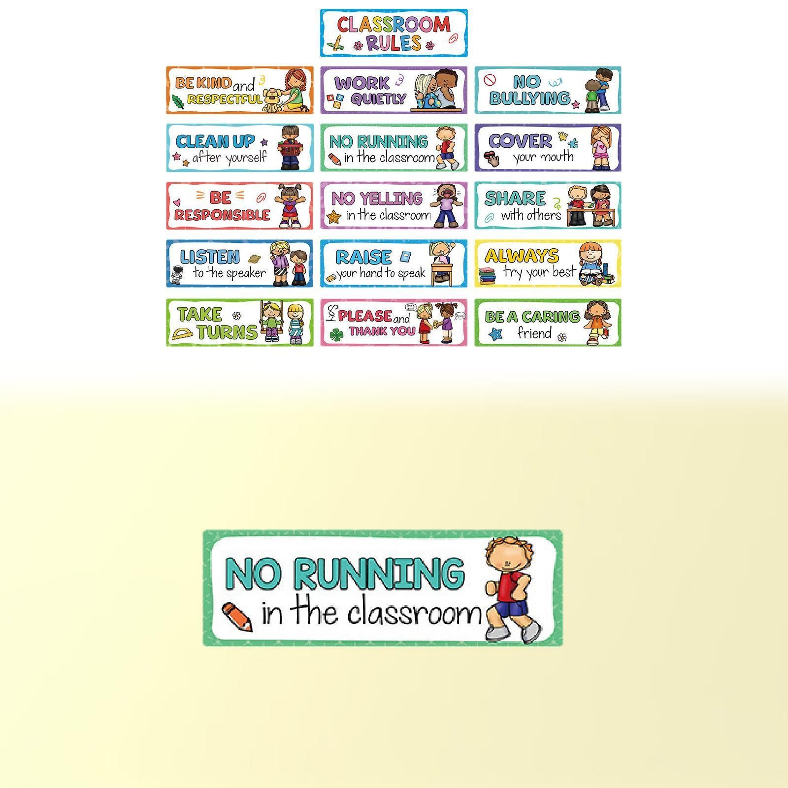 16Pcs Classroom Rules Educational Posters Teacher Good Habits Manners Charts