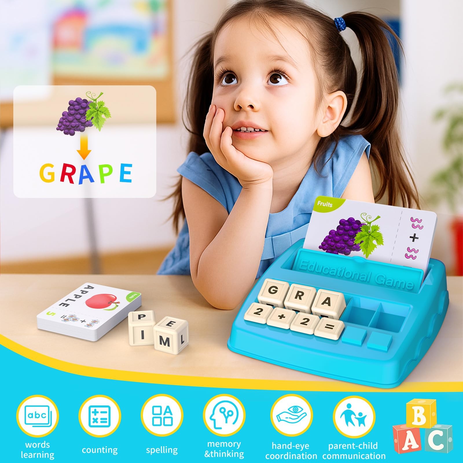 Educational Toys Learning Games for Kids 3-8, Matching Letter Spelling Early Mat