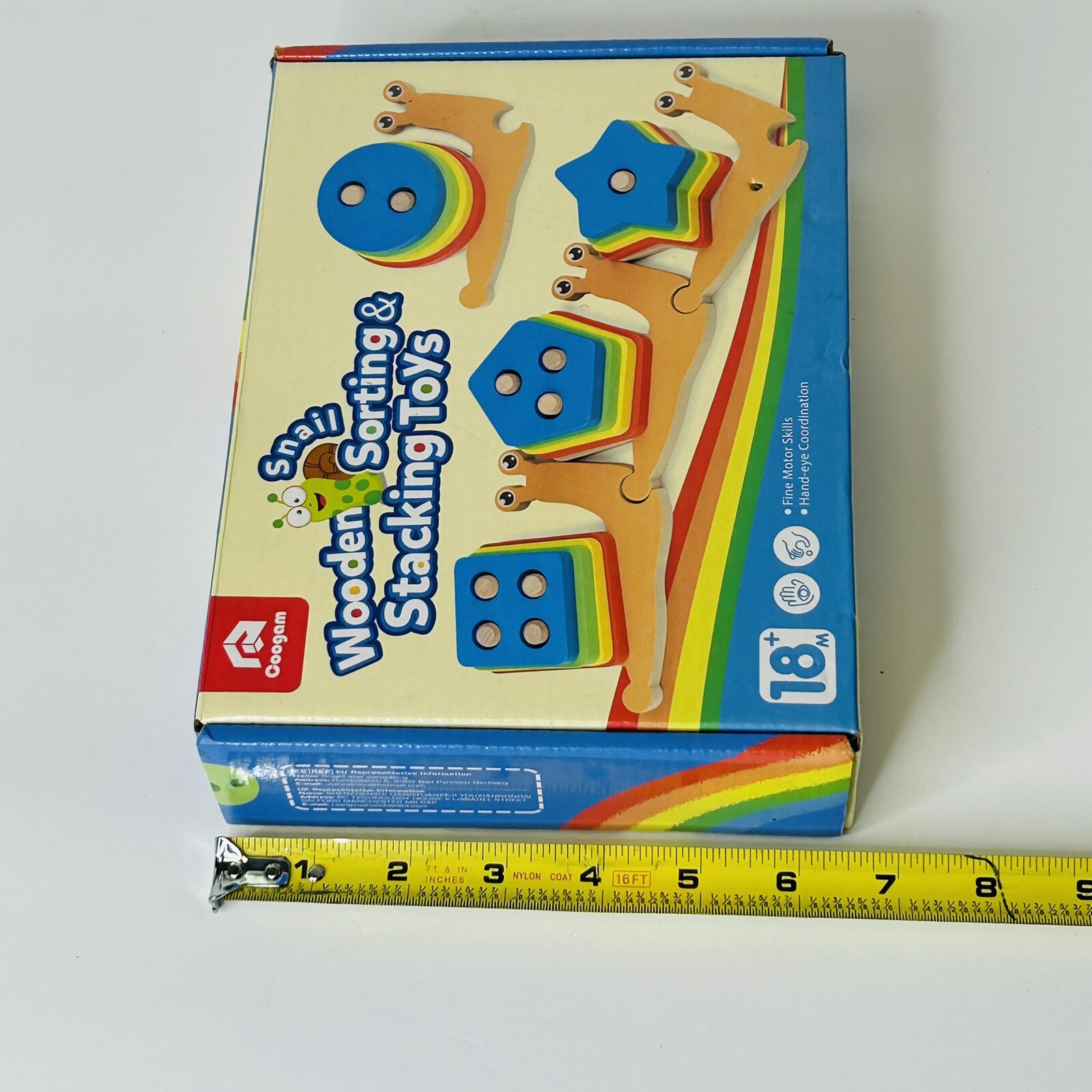 Coogam Wooden Sorting Stacking Snail Toys 18+ Months Hand Eye Skills Size Shape