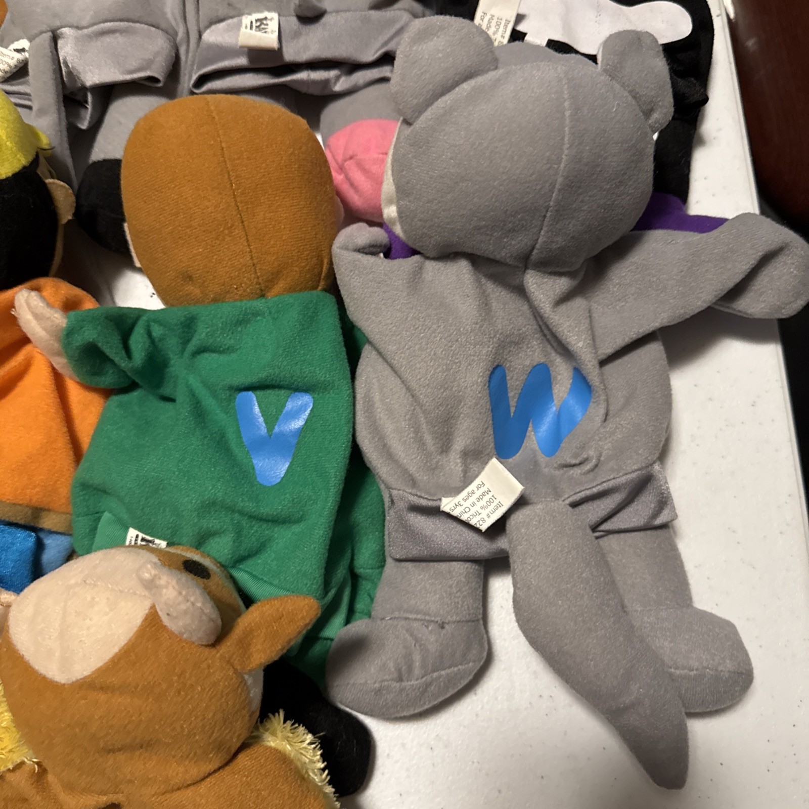Lot of 11 Kaplan Early Learning Letter Alphabet Animal Job Plush Hand Puppets
