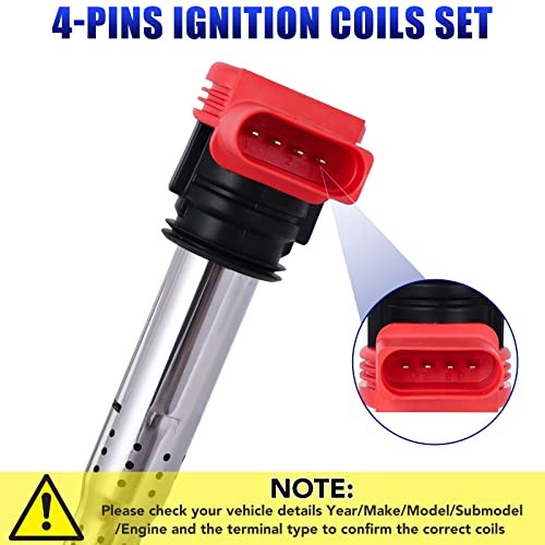Set of 4 Ignition Coil Packs Fits for 2.0T Audi A4 A6 Volkswagen VW CC Passat