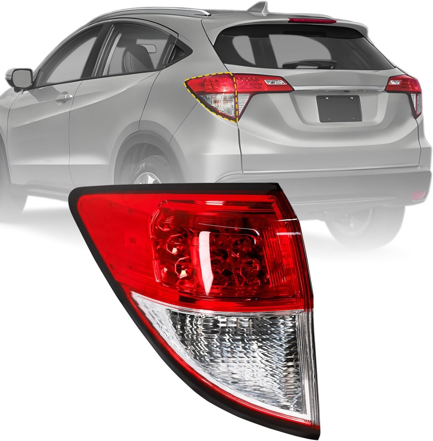 Left Tail Light 2019-2022 Honda HRV HR-V Replacement for 33552-T7W-A31 HO2804119