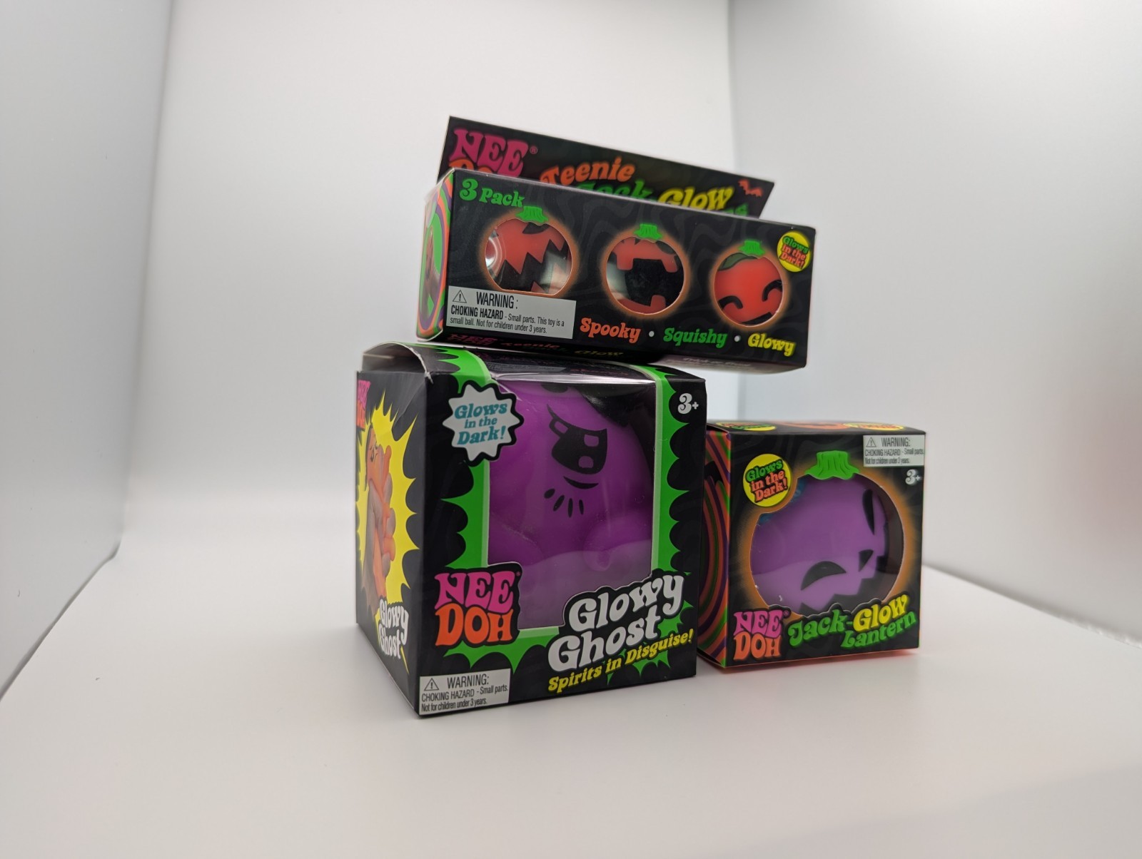 RARE Needoh Glowy Ghost – Purple, Jack-Glow Lantern and Teenie Jack-Glow Lantern