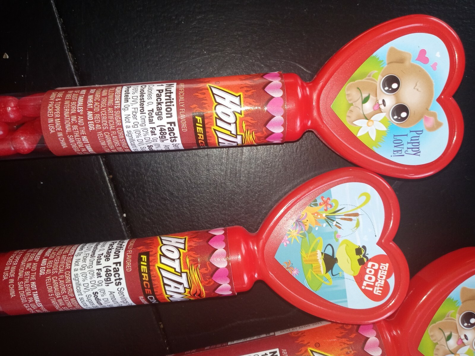 5 Pc Hot Tamalies Tube Candy Heart Classroom For Valentines. See Below