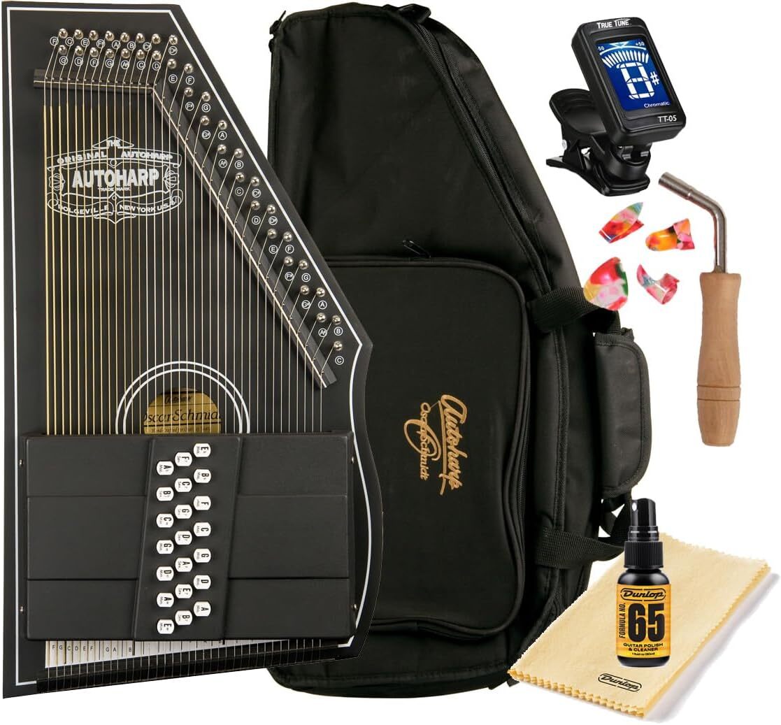 Oscar Schmidt OS73C 1930’s Reissue 21 Chord Autoharp Gig Bag Bundle – Satin