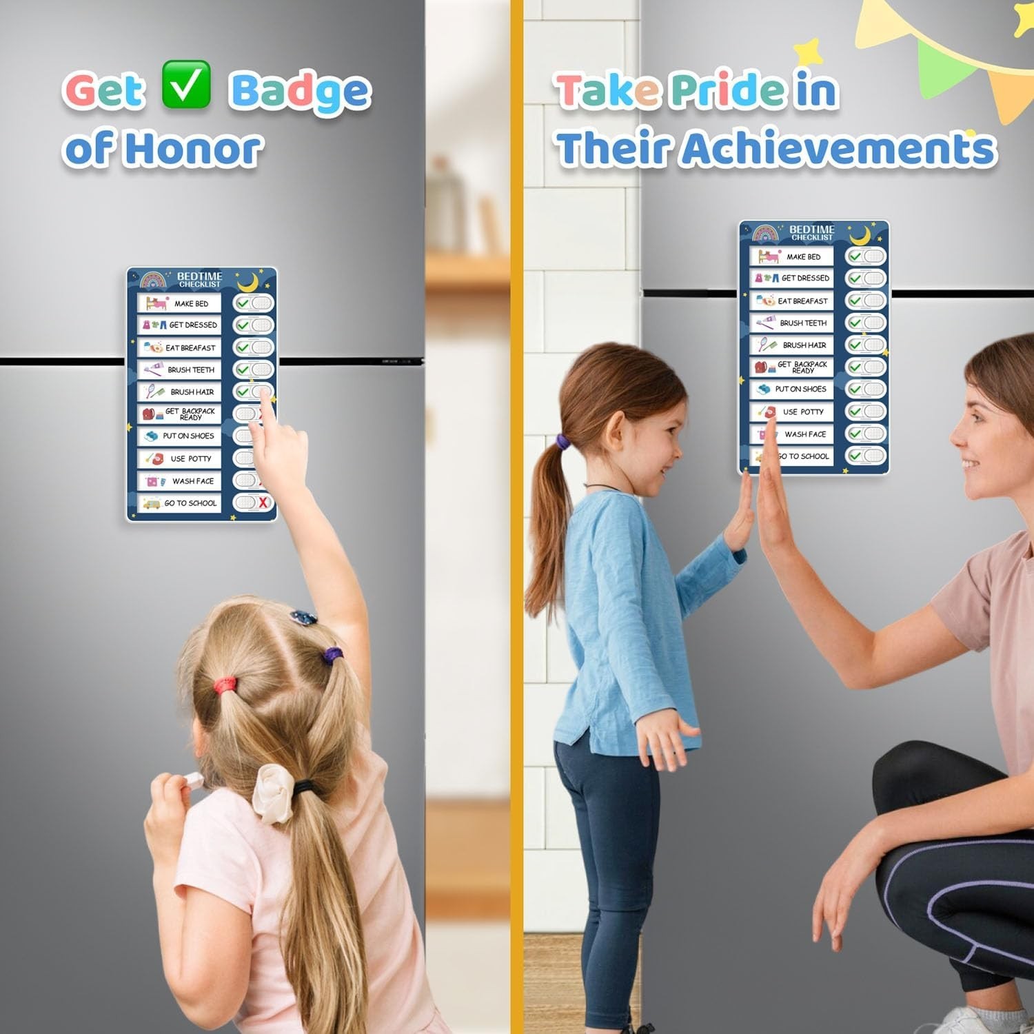 2 in 1 Bedtime/Morning Routine Chart for Kids Toddlers, Magnetic Chore Chart …
