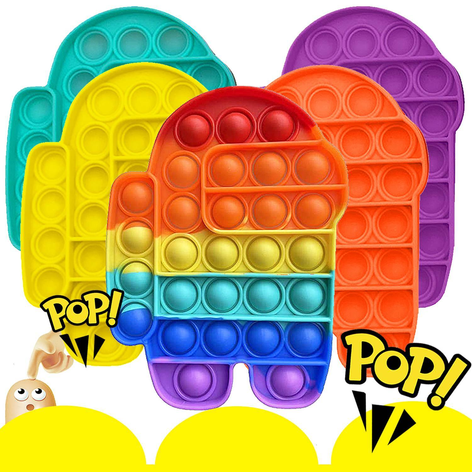 AMONG US PUSH POP SILICONE SENSORY FIDGET TOY ANTI-ANXIETY STRESS BUBBLE IT GAME