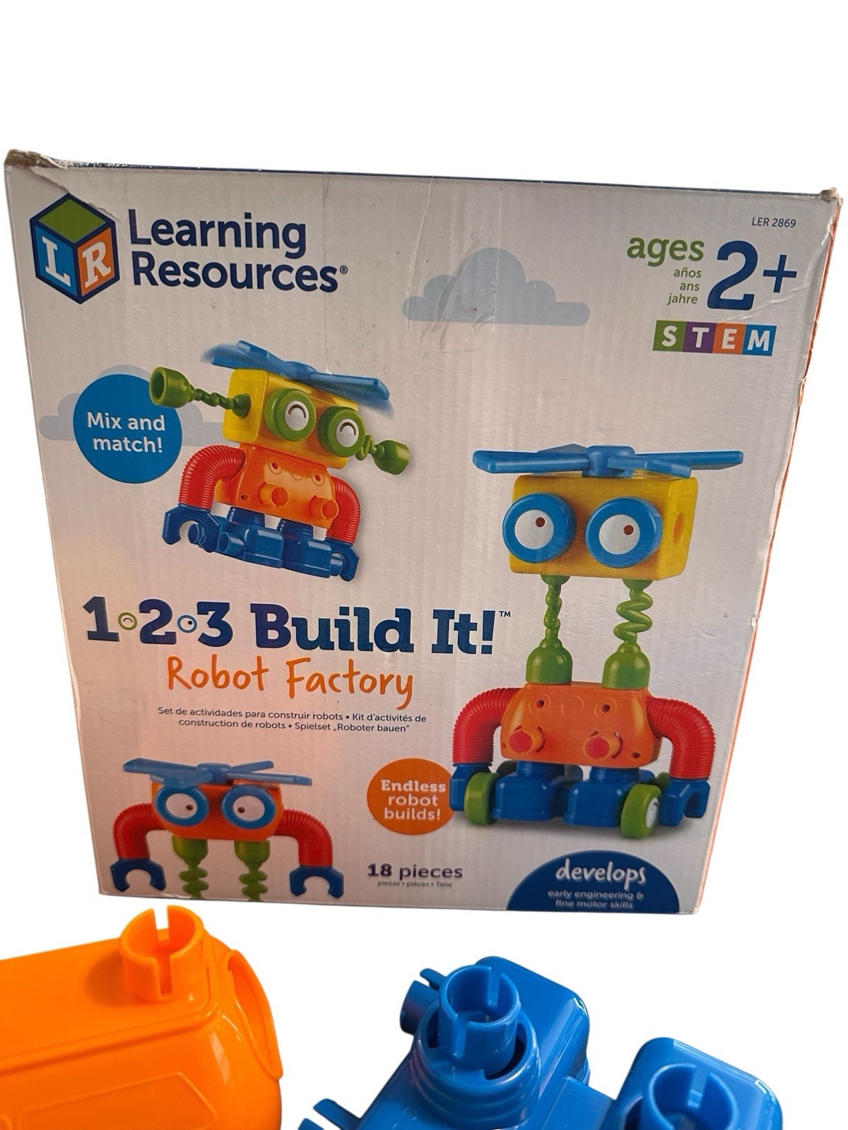 Learning Resources 1-2-3 Build It! Robot Factory STEM Ages 2+ 18 Pieces