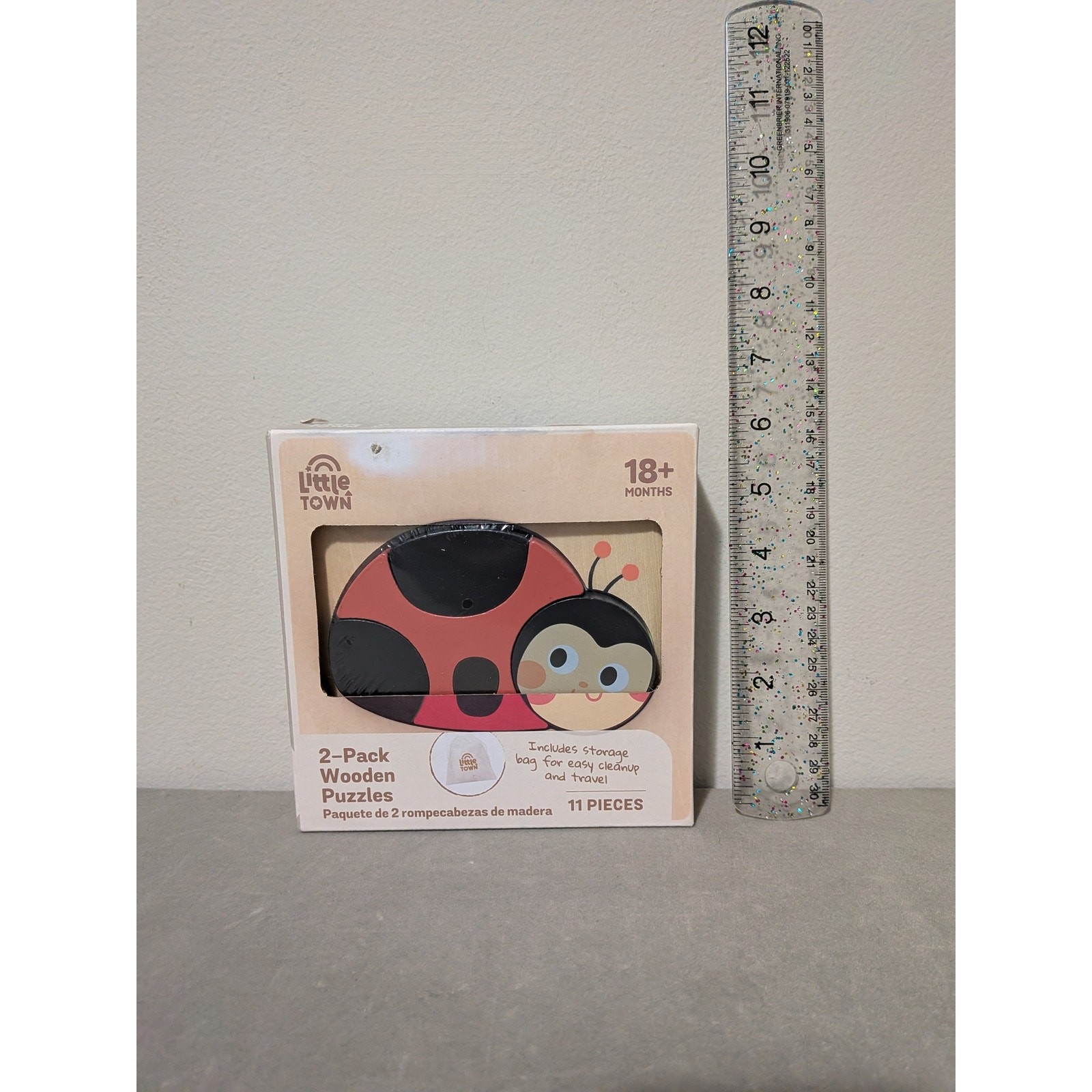 Little Town Lady Bug & Bee Wooden Puzzles New in Box 18 month+ baby learning toy