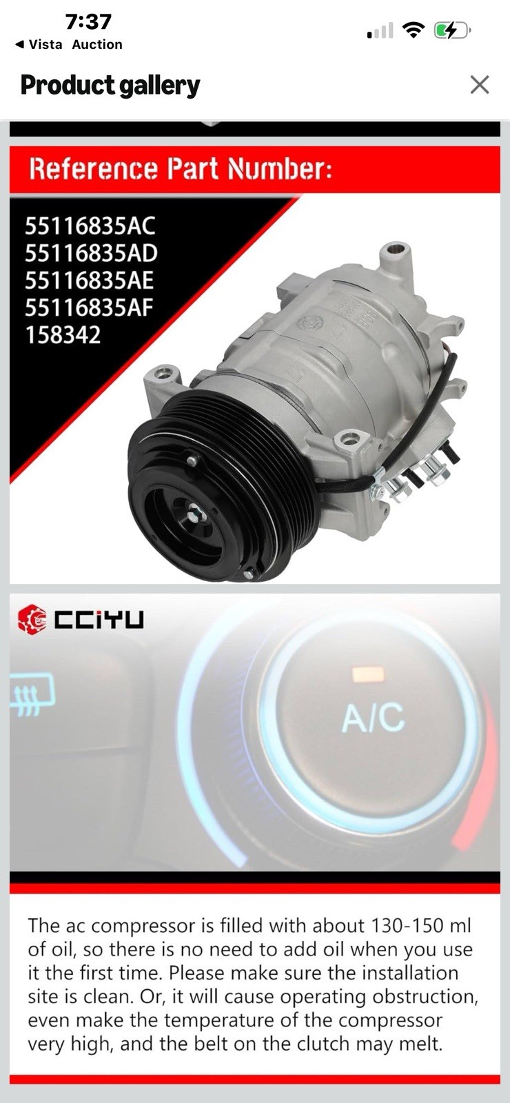 cciyu Air Conditioning Compressor 2007-2010 Fit for Jeep Grand Cherokee 3.0L AC