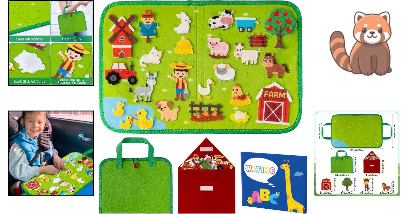 25PCS Farm Animals Travel Felt Board – Portable Educational Storytelling Kit