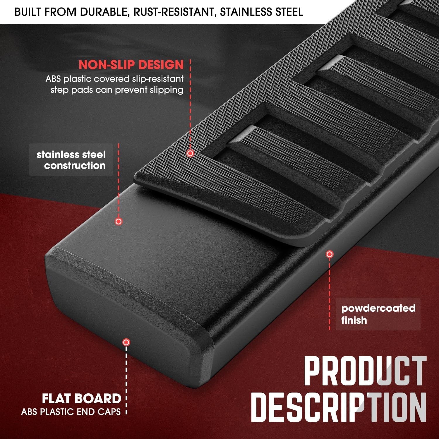 DNA Motoring 6.75 Inch Running Boards Side Steps for Chevy GMC