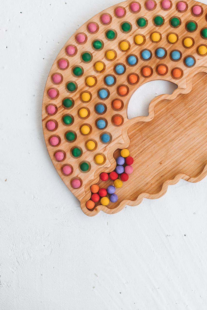 Rainbow Wooden Toy Color Sorting Educational Preschool Montessori Toys Learning