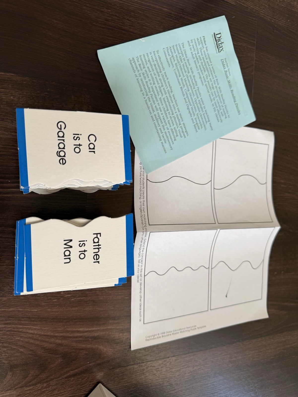 Didax Basic Skills Puzzles Analogies Educational Resource 60 Piece Complete