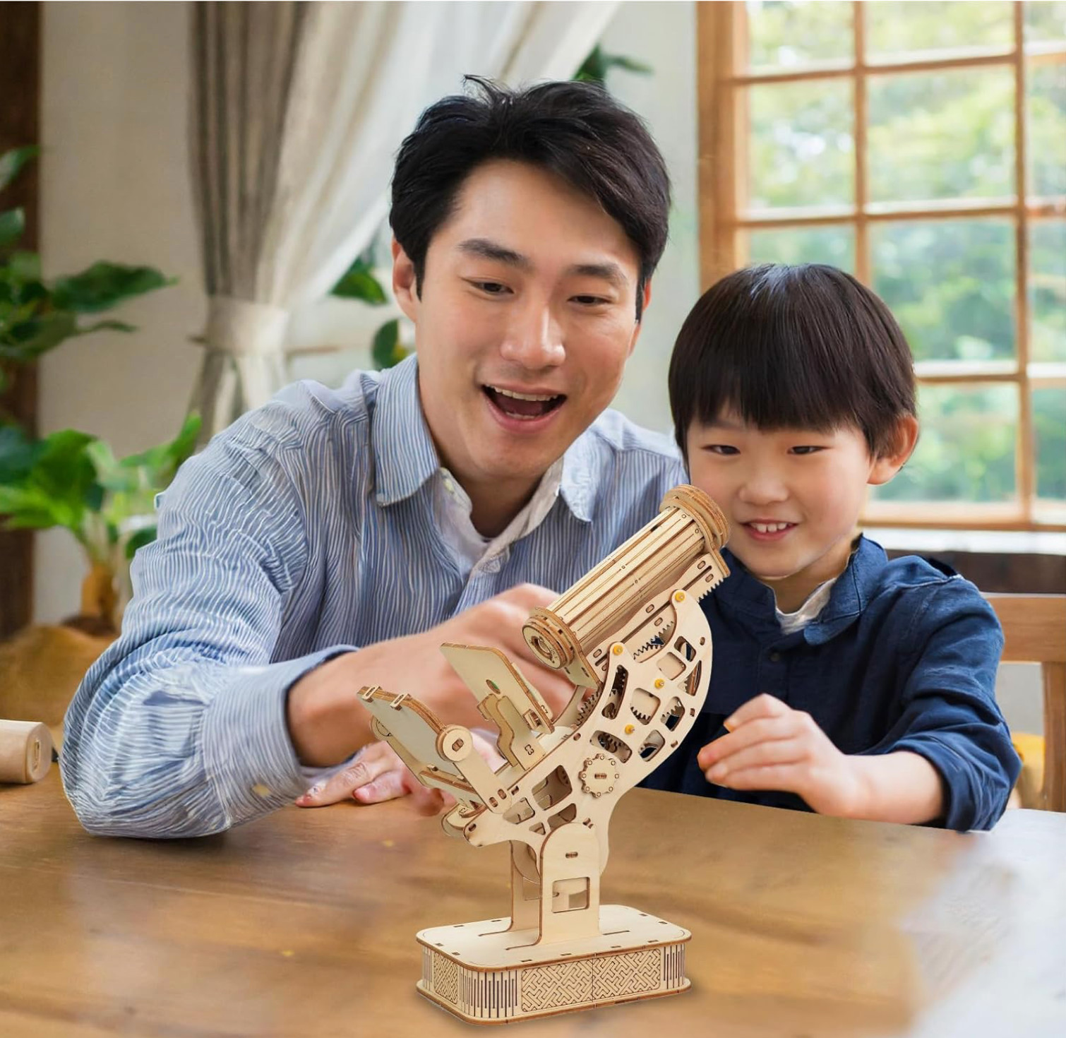 Wooden Microscope DIY Craft Kit 3D Puzzle Science STEM Educational Toy Kids
