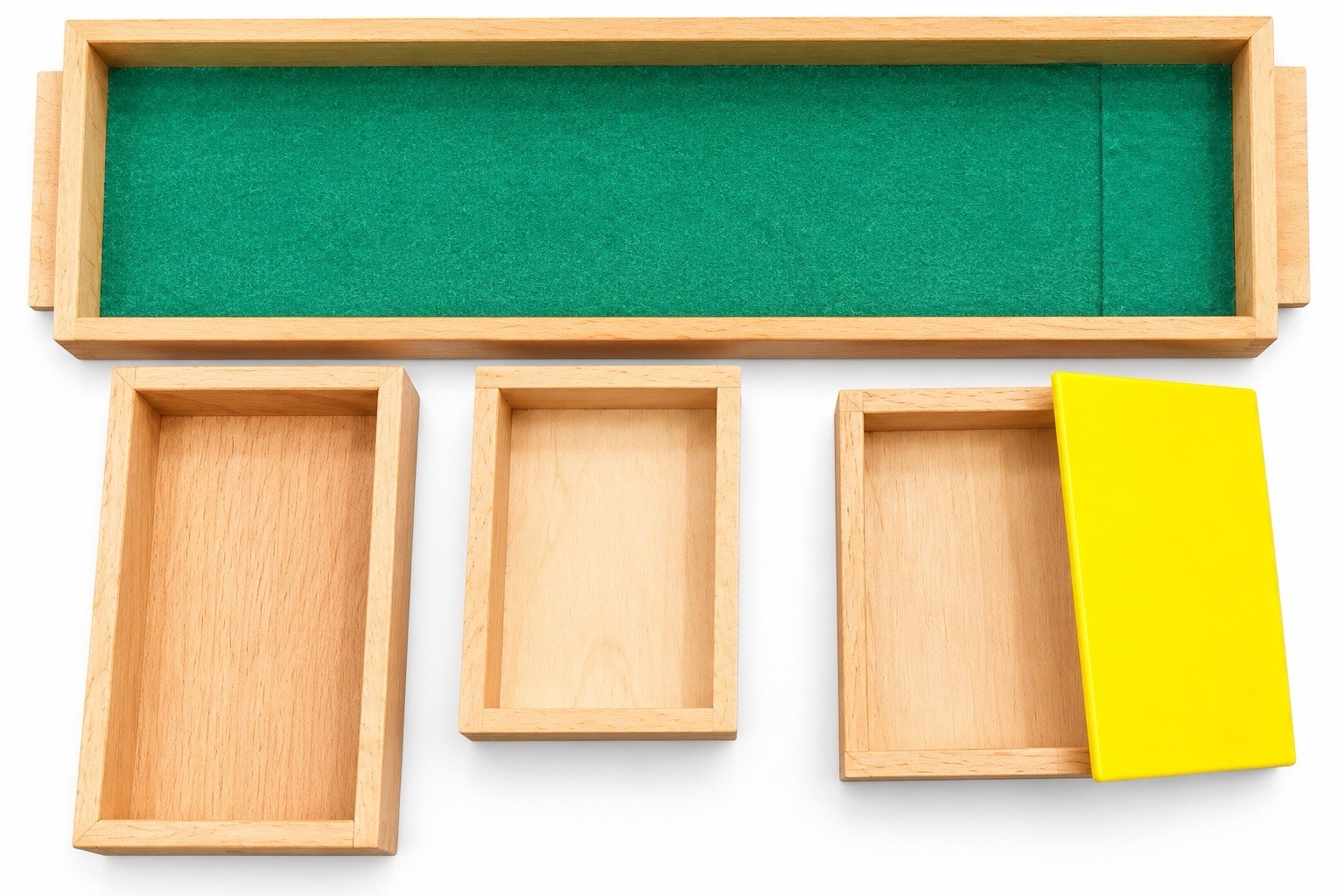 Nienhuis Montessori Three-Part Card Tray Organizer Wood Made in Holland Vintage
