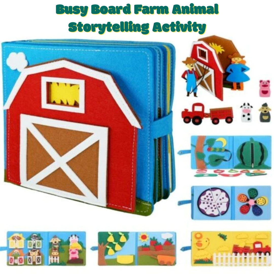 Busy Board Farm Animal Storytelling Activity Quiet Book Montessori Sensory Toy