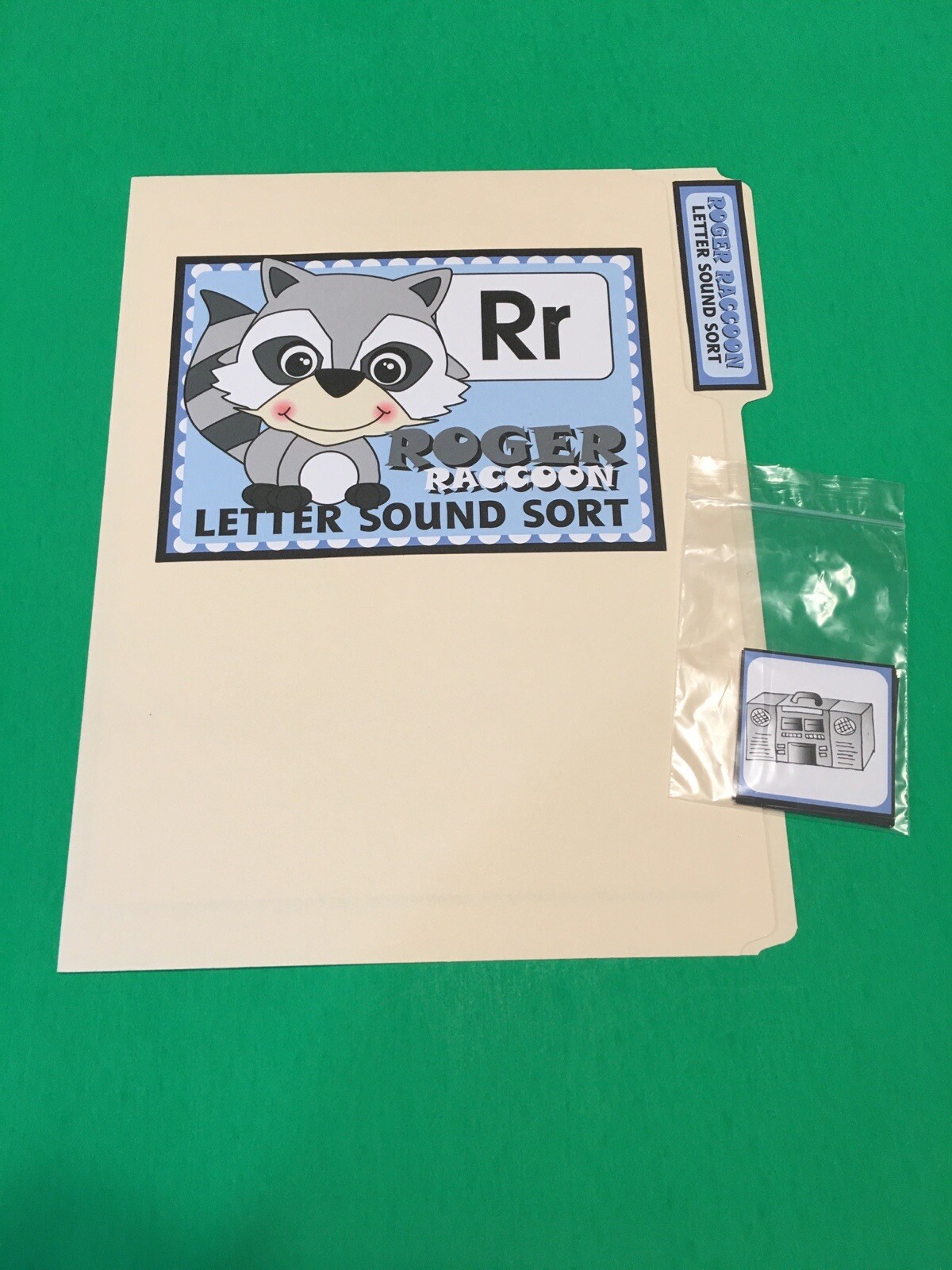 Roger Raccoon – Letter Rr – DIY File Folder game – Printed / Uncut