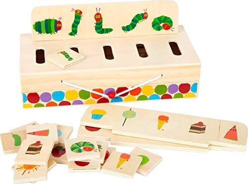 Small Foot 11342 Raupe Nimmersatt Bildersortierbox, aus Holz, Koordinationsspiel