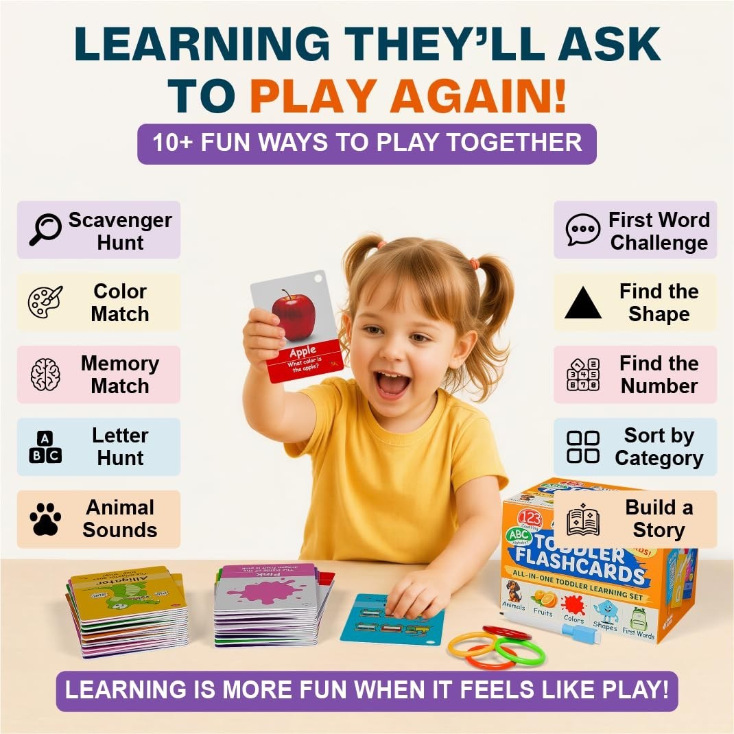 ABC Flash Cards for Toddlers 1-3 – First Words, Alphabet, Animals, Colors, Numbe