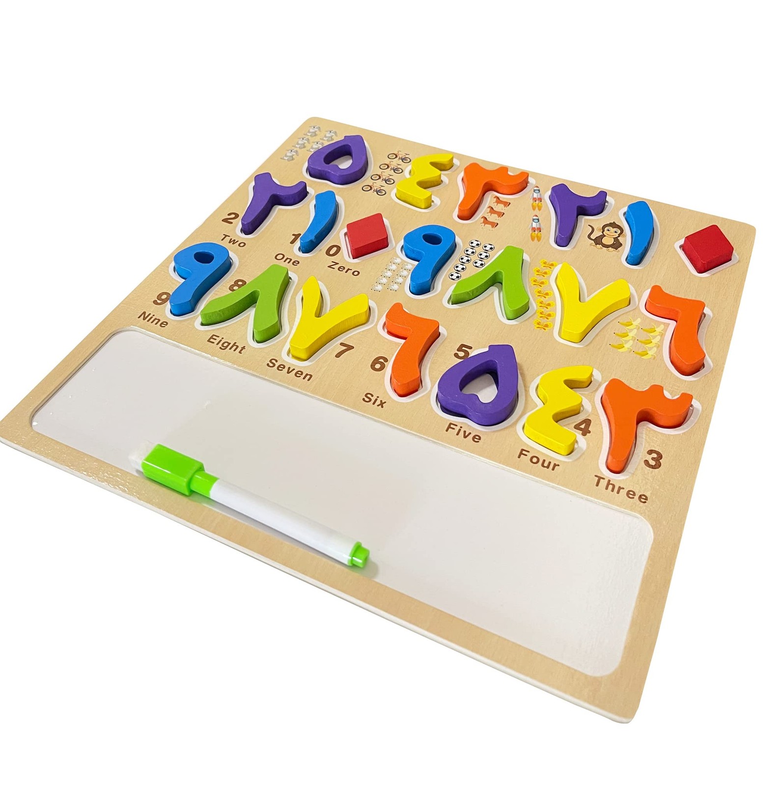 Arabic Alphabet Numbers Wooden Puzzles for Toddlers, Learn Arabic Alphabet Words