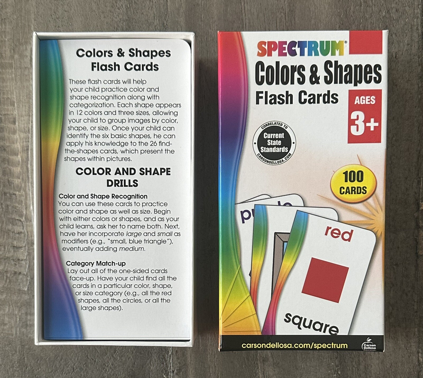 Carson Dellosa Spectrum Colors & Shapes 100 Flash Cards Ages 3+ *New Open Box*