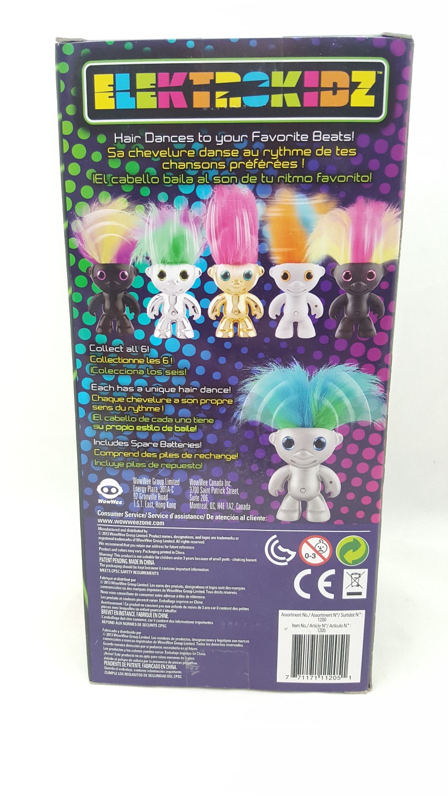 WowWee ElectroKidz Toy, Matte Silver 1205 Dancing Hair Troll New In Box
