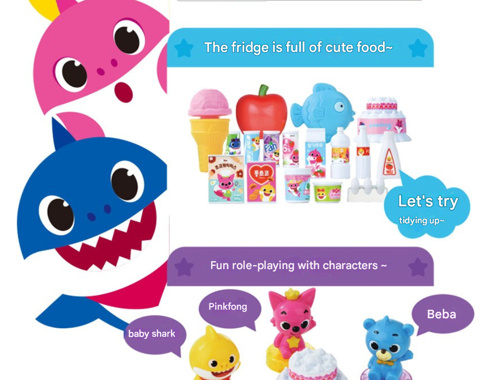 Pinkfong Talking and Singing Baby Shark Refrigerator Kitchen Play Kid Toy