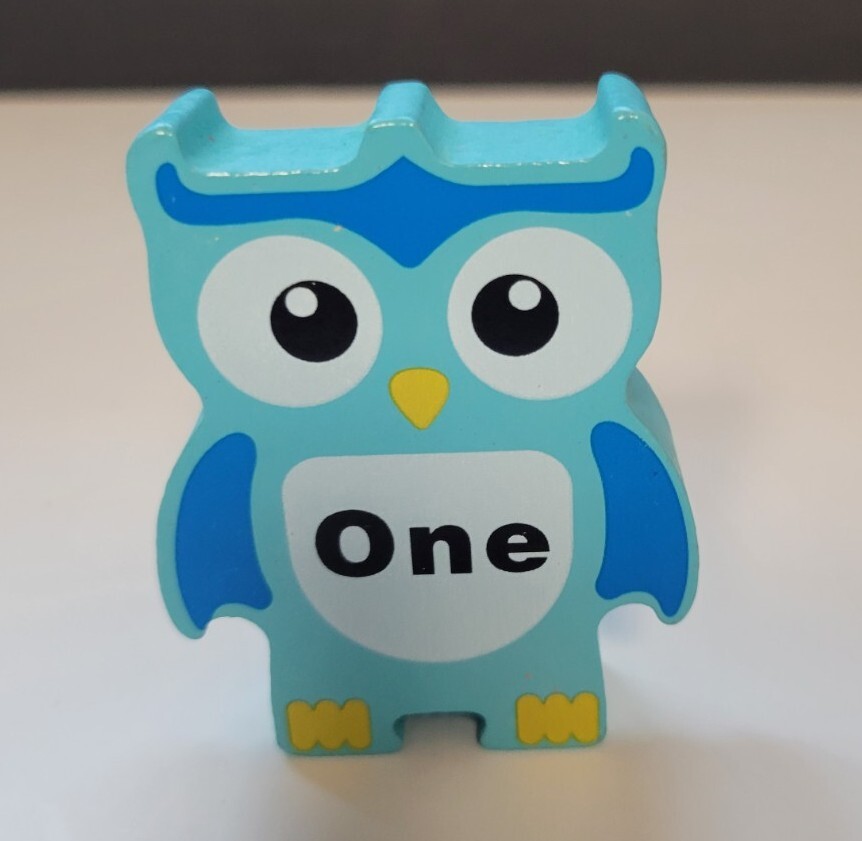 Discovery Toys Stacking Owls Balancing Game Replacement Wood Block Blue #1 ONLY