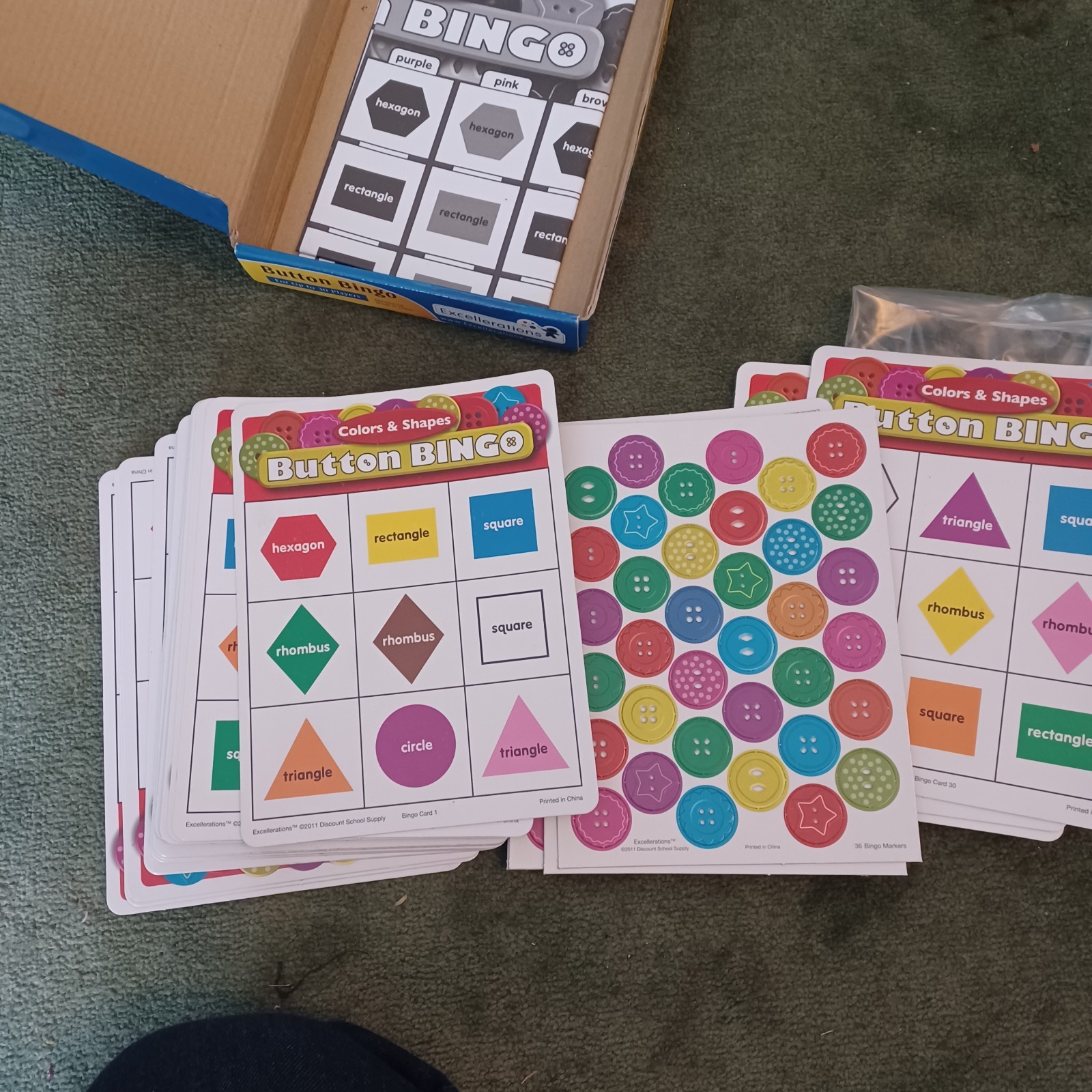 Excellerations Button Bingo Colors and Shapes Homeschool Pre K to Kindergarten