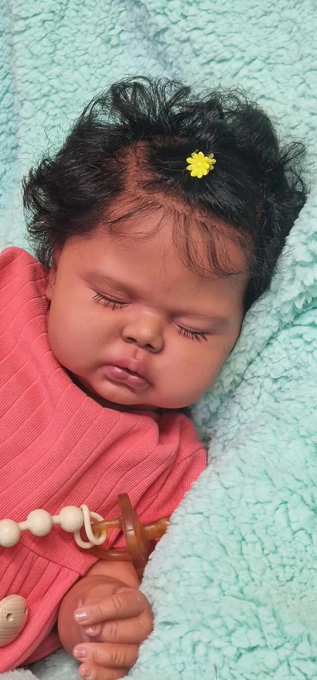 24inch Lifelike Reborn Doll Hand-rooted Hair Toddler Girl Pickle Dark Skin Gifts