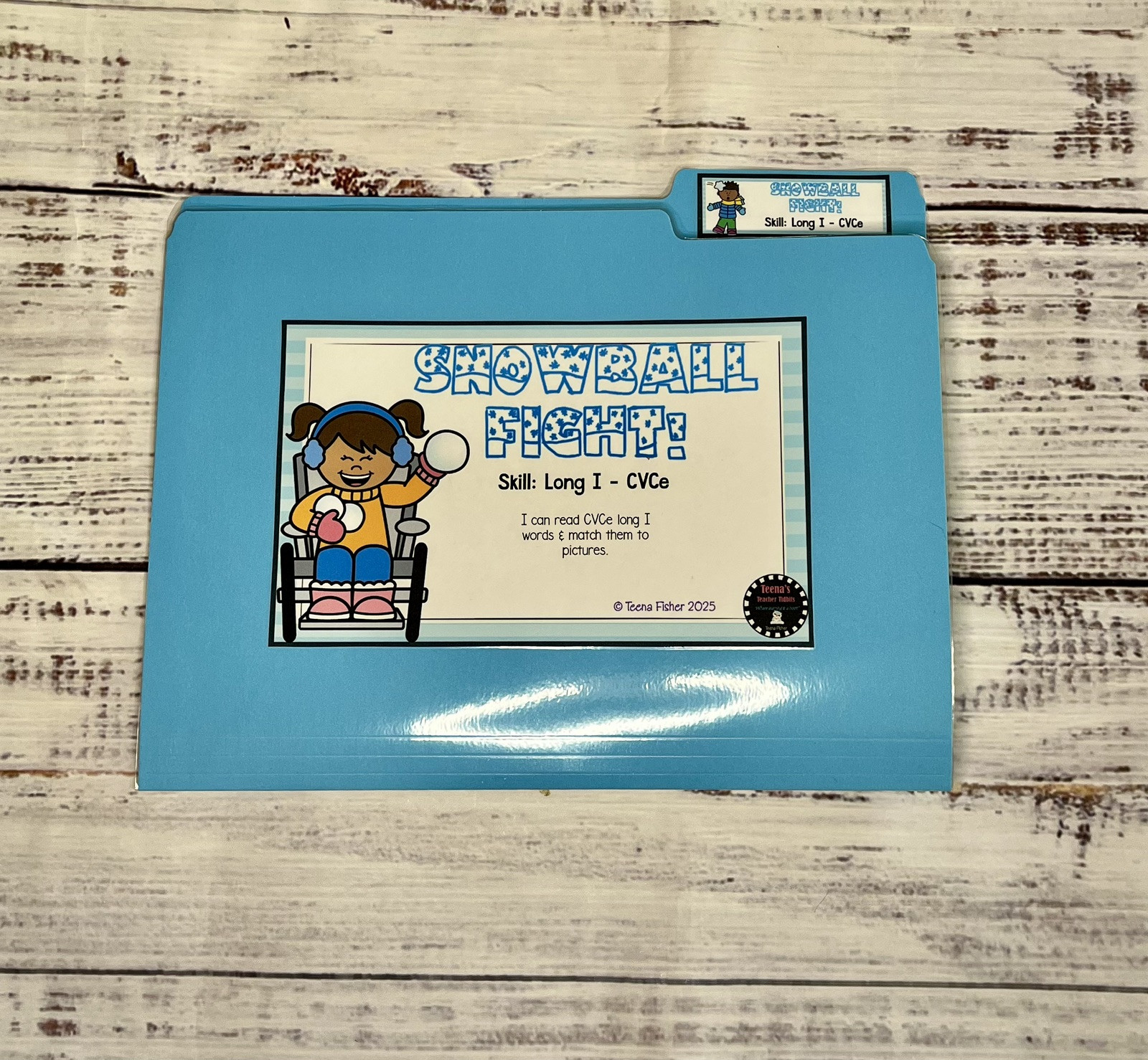Snowball Fight Long I CVCe Winter File Folder Game Literacy Center Phonics First
