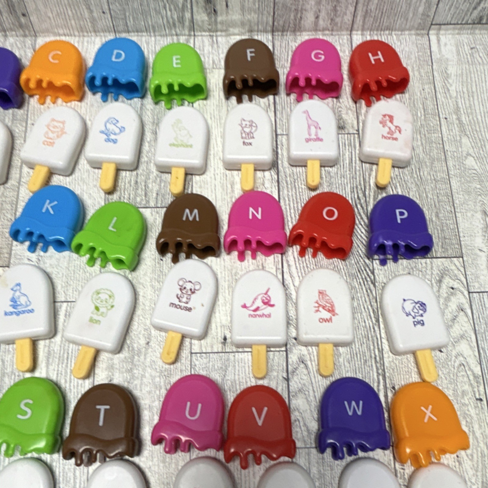 Alphabet Popsicle Educational Toy Set Uppercase Lowercase Letters Animal Names