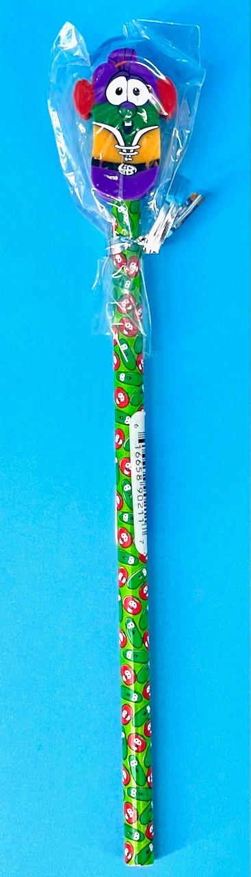 Vtg Veggie Tales Jumbo Erasers & Pencil Big Idea Laura Blueberry Larry-Boy NEW