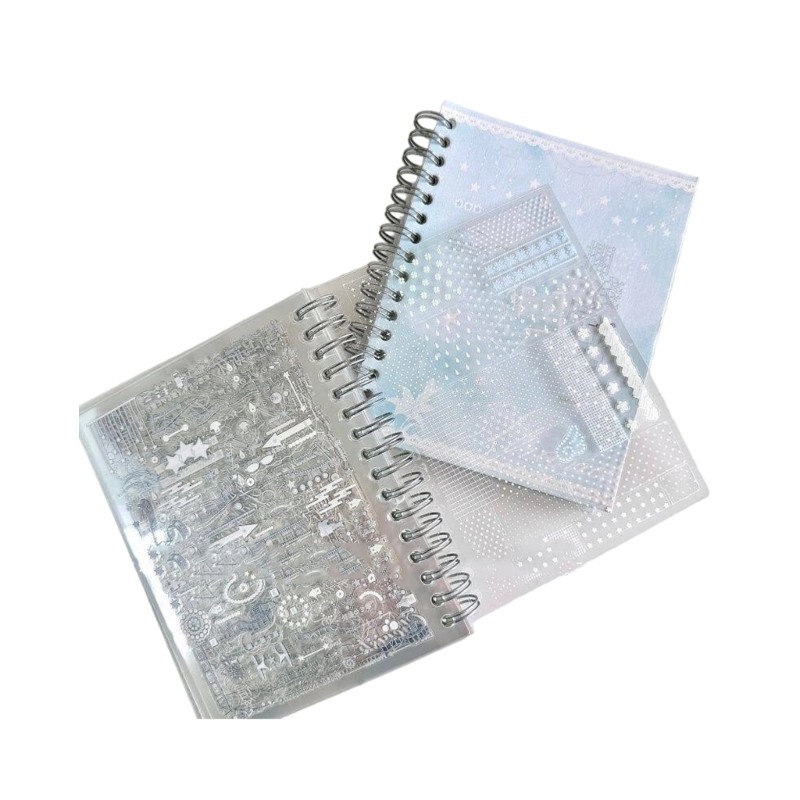 32 Sheets Clear Sticker Set Twin Coil Binding Sticker Book For Journals Notebook
