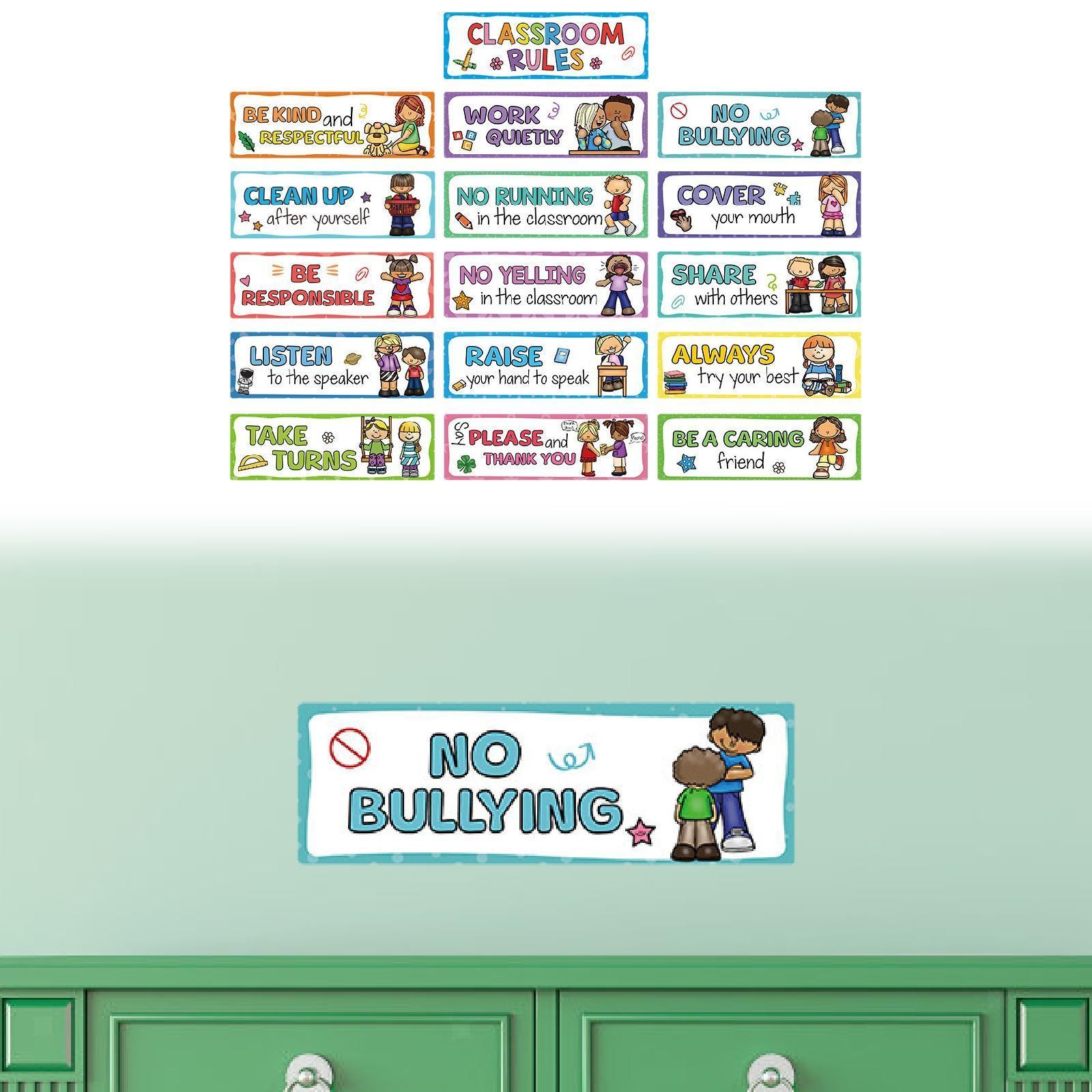 16Pcs Classroom Rules Educational Posters Teacher Good Habits Manners Charts