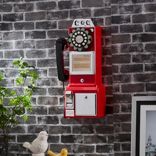 Ryan Bros. American Retro 1950’s Payphone with Coin Bank Wall-Mount Corded Red