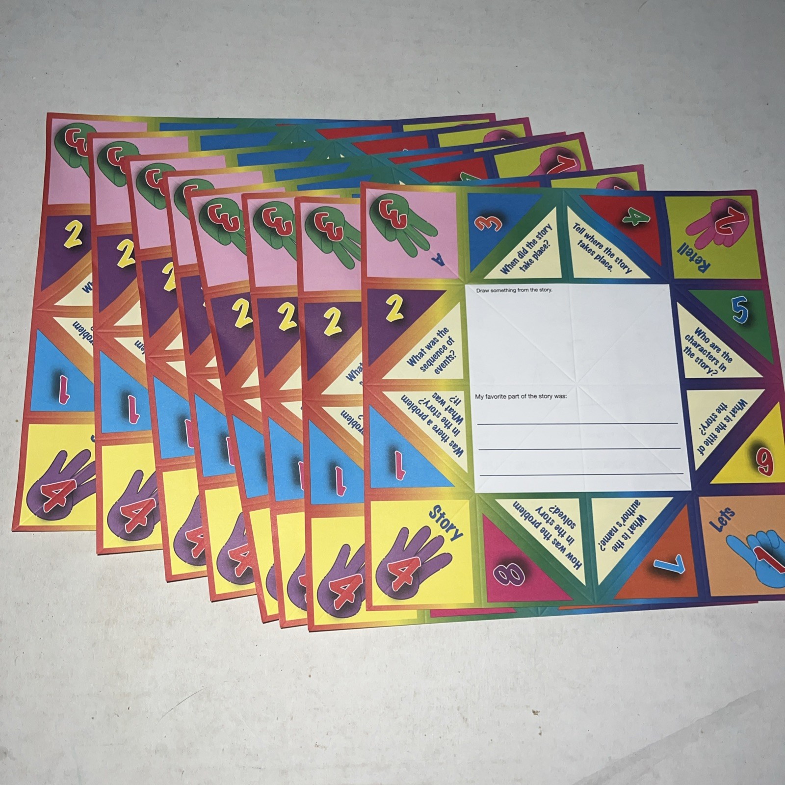 Vintage Paper Fortune Teller Story Retell By Really Good Stuff Lot Of 8