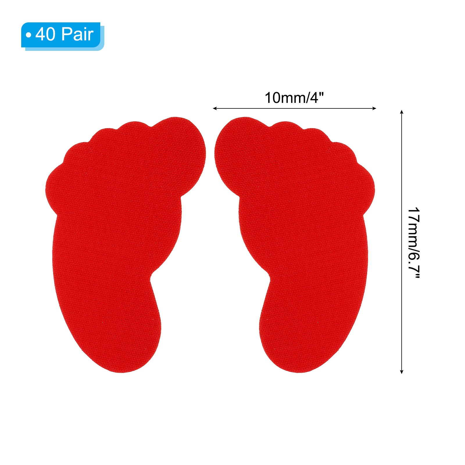 40 Pairs Foot Shaped Carpet Markers, Nylon Floor Spots Markers, Red