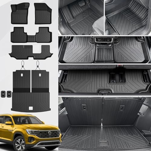 Floor Mats Set for 2018-2025 2026 Volkswagen VW Atlas 7 Seats Bench Seating Car