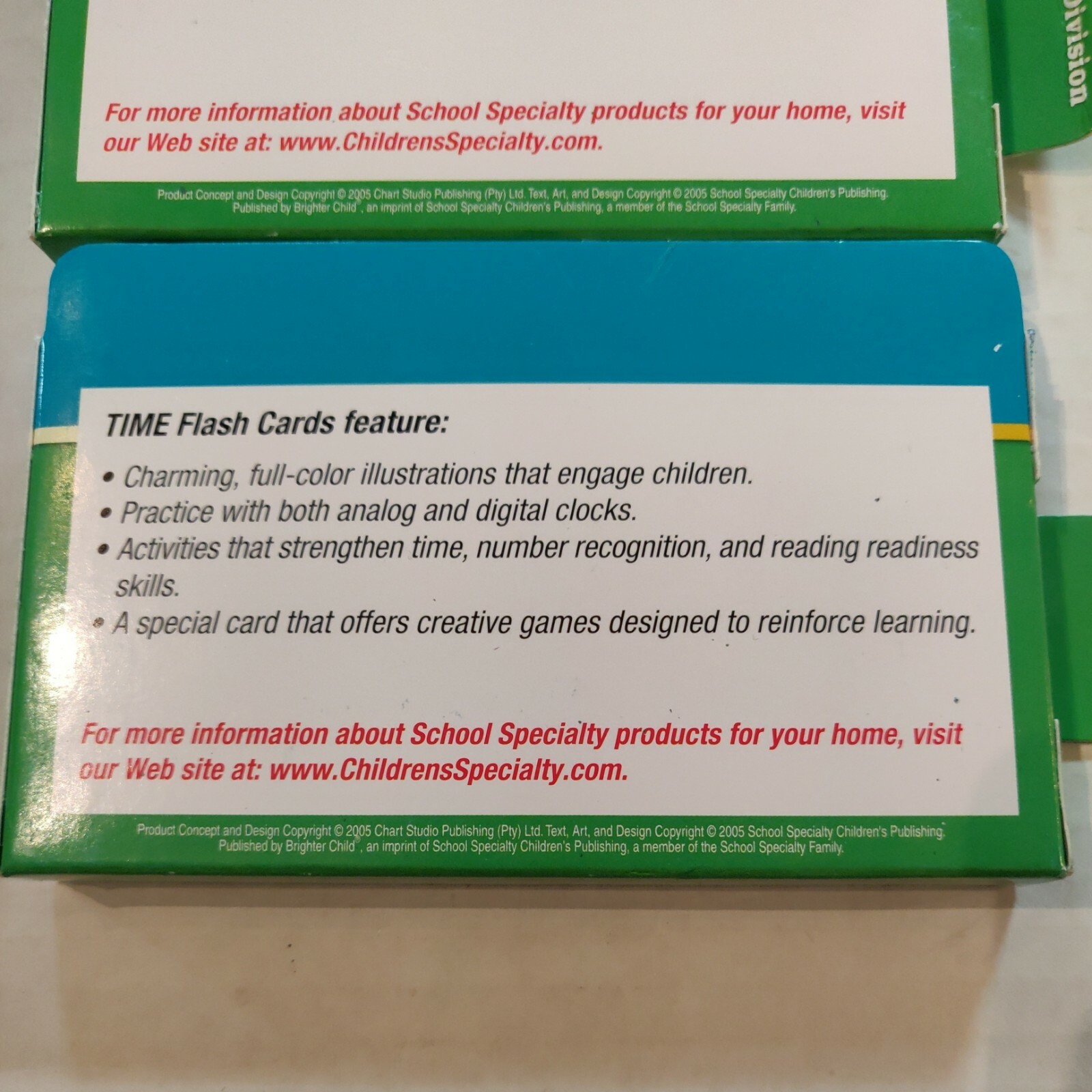 3 Brighter Child ‘Math, Time & Money’ Flash Card Sets Subtraction/Division/Time